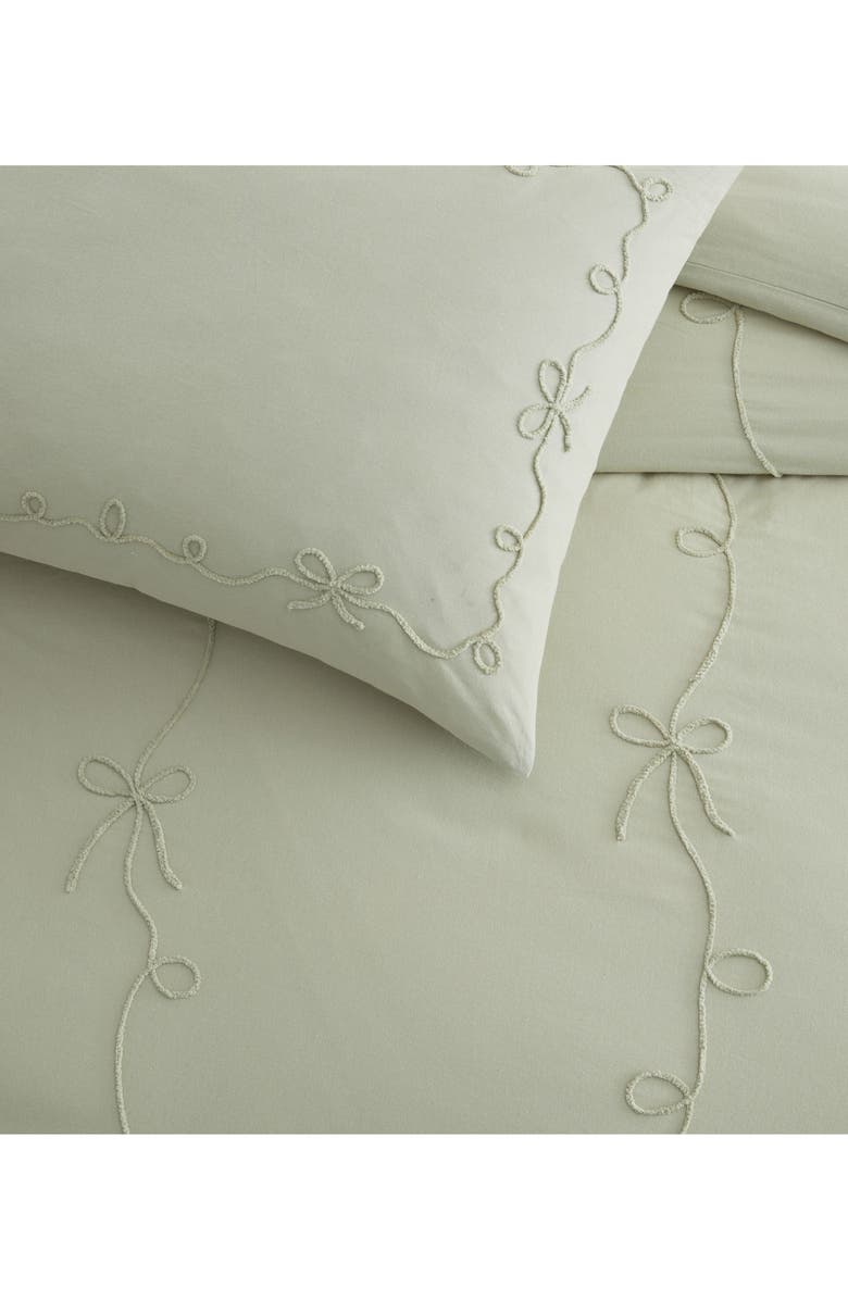 Peri Home Sasha Bows Duvet Cover & Sham Set, Alternate, color, Green