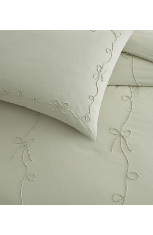 Peri Home Sasha Bows Duvet Cover & Sham Set In Green