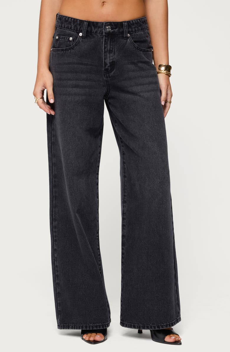 EDIKTED Ery Low Rise Wide Leg Jeans, Main, color, Black