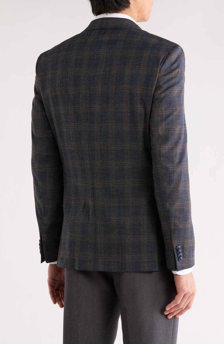 Original Penguin Plaid Notch Lapel Blazer, Alternate, color, Blue/ Brown