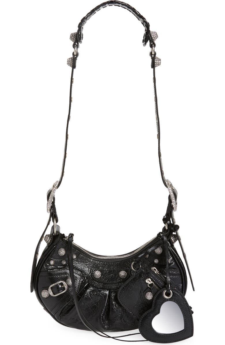 Balenciaga Extra Small Le Cagole Embellished Leather Shoulder Bag, Main, color,