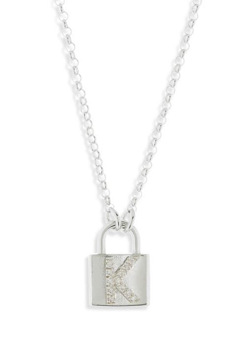 Diamond Padlock Initial Pendant Necklace - 0.12ct.