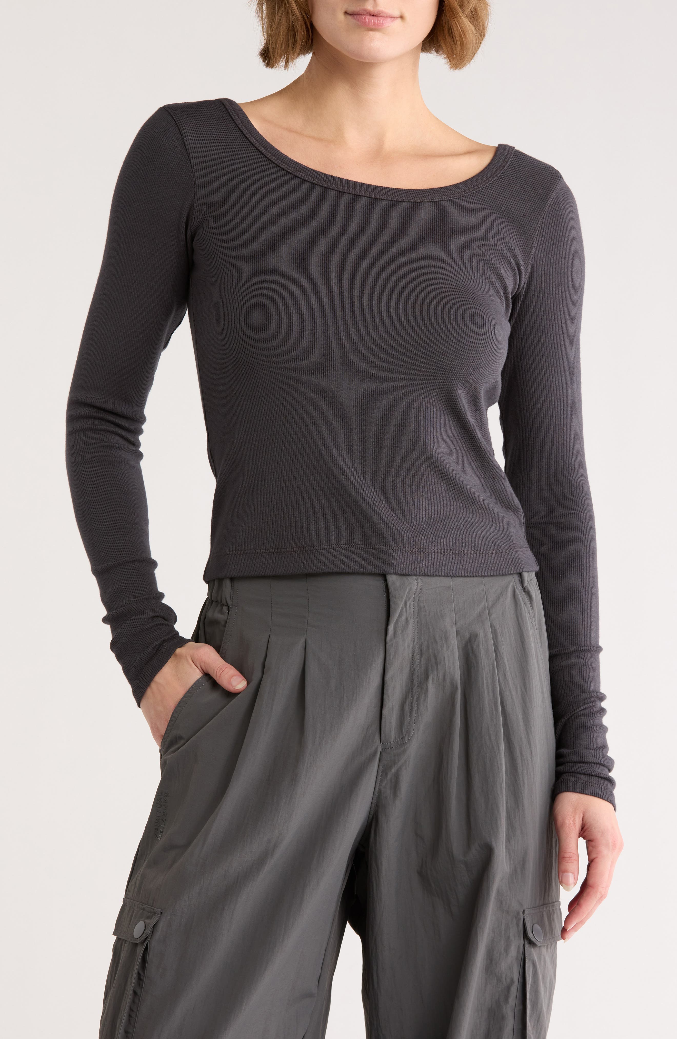 Spiritual Gangster Chrissie Long Sleeve Ribbed Crop Top