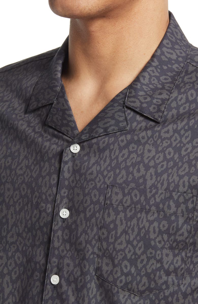 Public Art Leopard Print Short Sleeve Button-Up Camp Shirt, Alternate, color,
