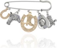 Jessica Simpson Mixed Metal Rodeo Charm Safety Pin Brooch