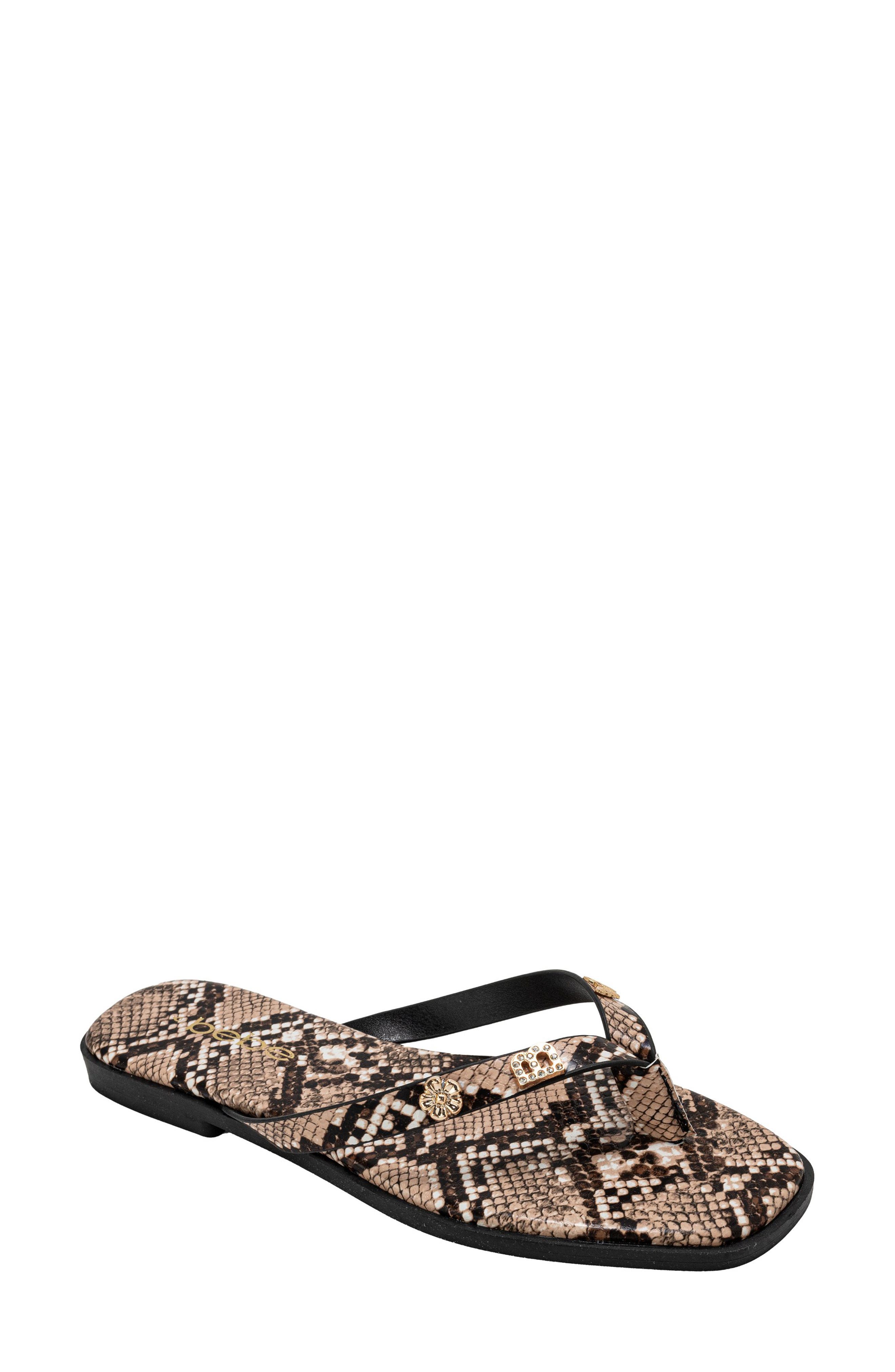 bebe Python Embossed Thong Sandal