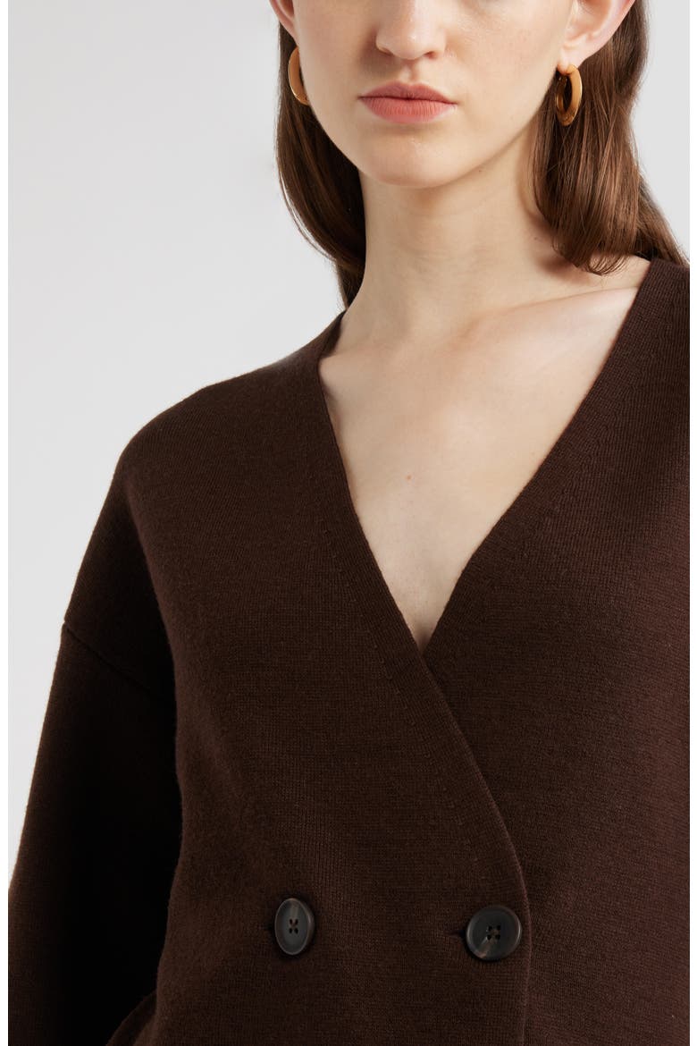 Double Breasted Merino Wool Blend Cardigan, Alternate, color, BROWN COFFEE