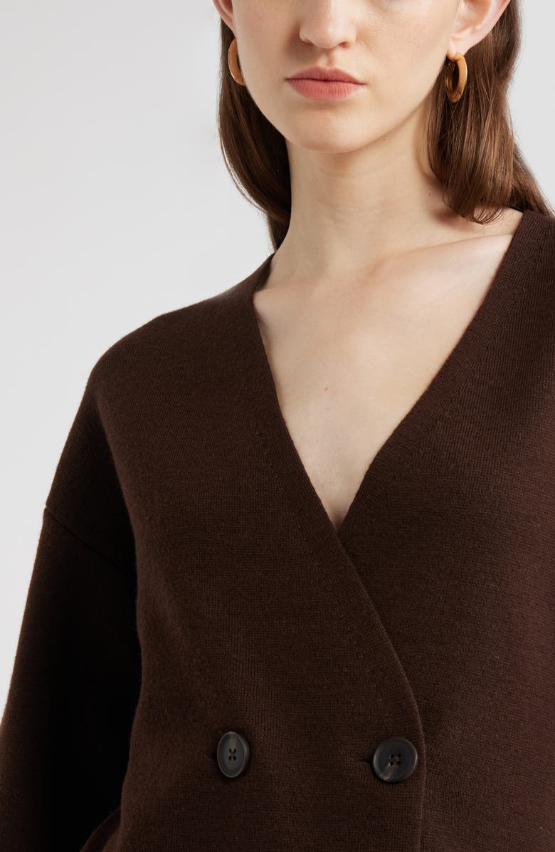 Nordstrom Double Breasted Merino Wool Blend Cardigan, Alternate, color, Brown Coffee