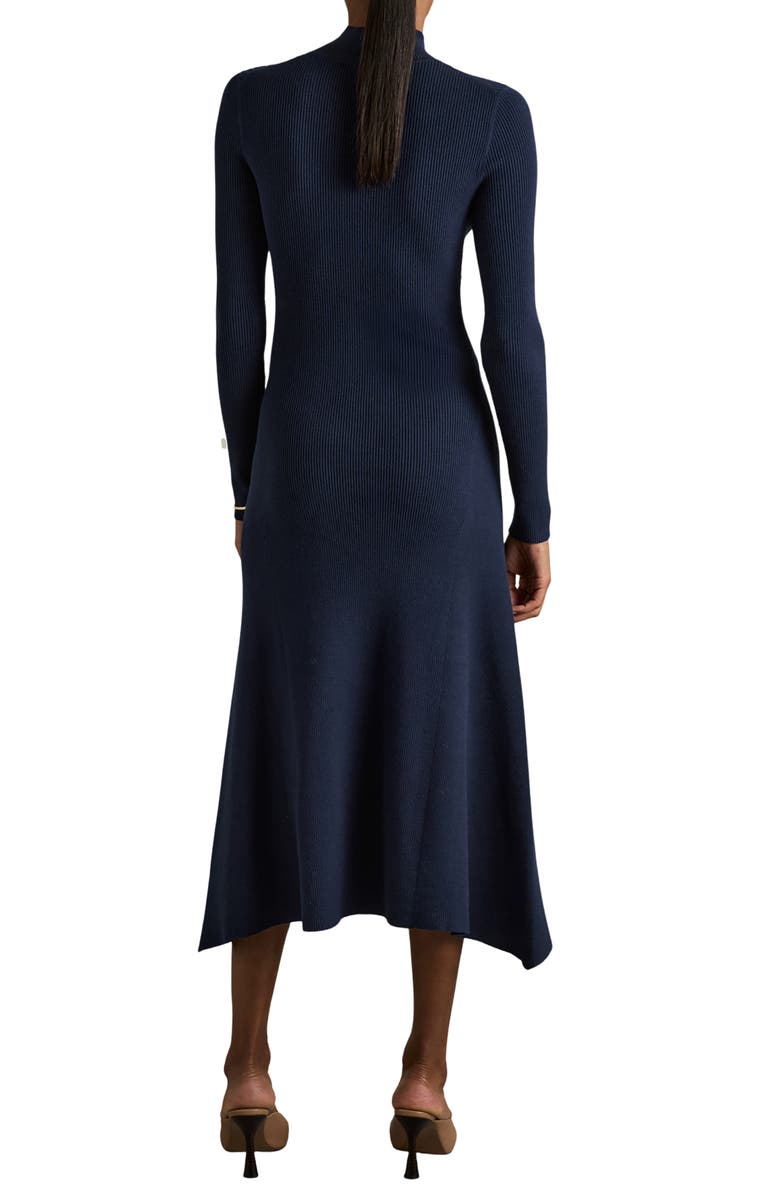 Reiss Hannah Long Sleeve Rib Sweater Dress, Alternate, color, Navy
