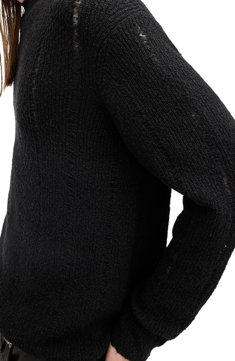 AllSaints Hades Distressed Merino Wool Blend Crewneck Sweater, Alternate, color,