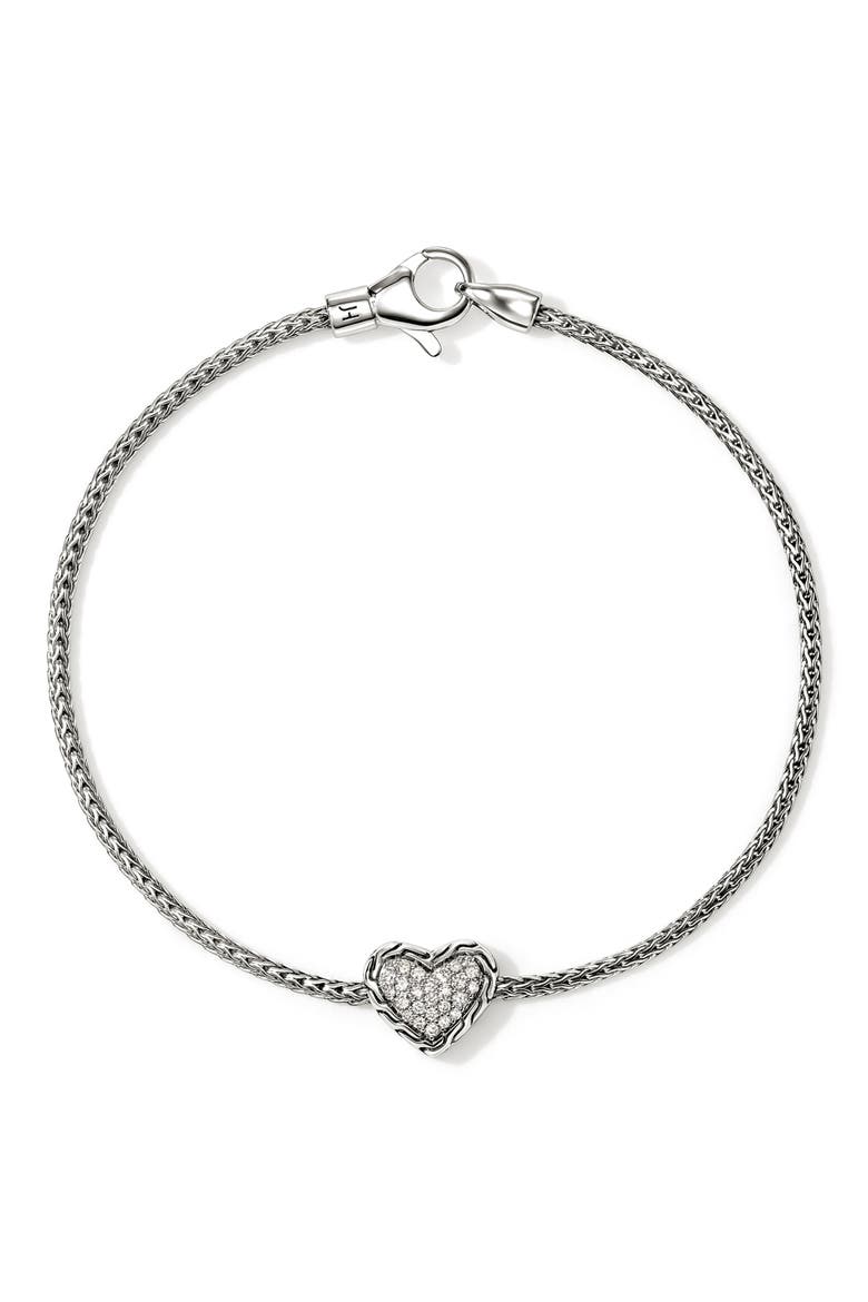 Essentials Heart Pavé Bracelet, Main, color, SILVER