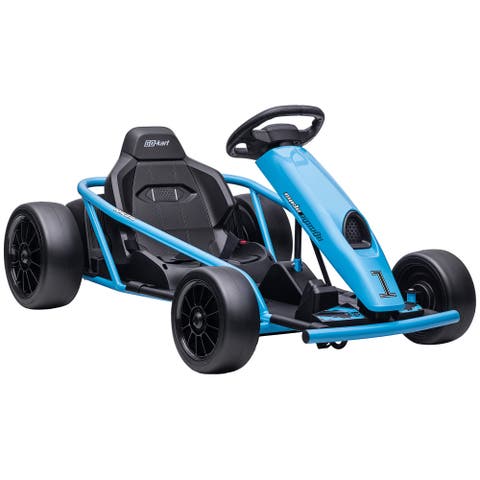 24V Drifting Electric Go Kart 8.1 MPH with Slow Start Music Horn Safety Belt