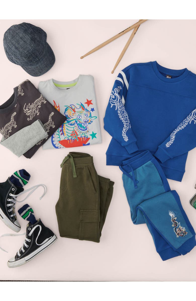 Tea Collection Colorblock Dragon Joggers, Alternate, color, Galactic Blue