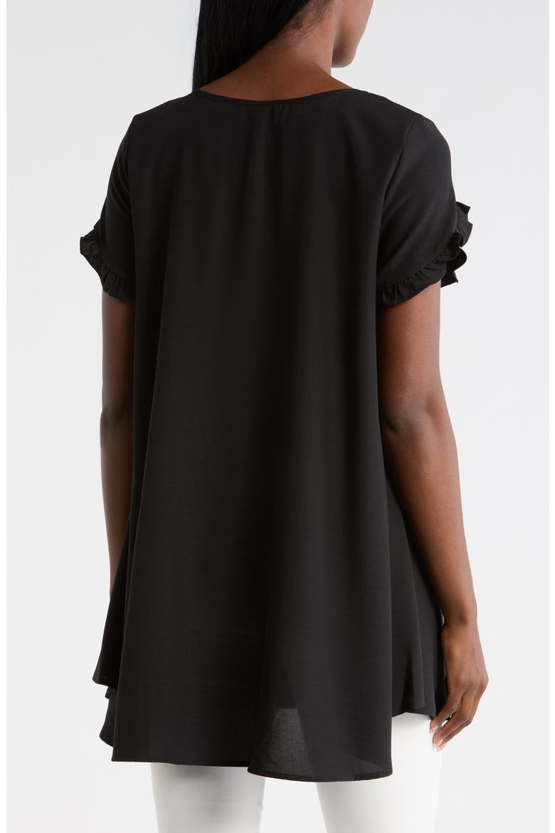 Ruffle Sleeve Tunic Top, Alternate, color, BLACK
