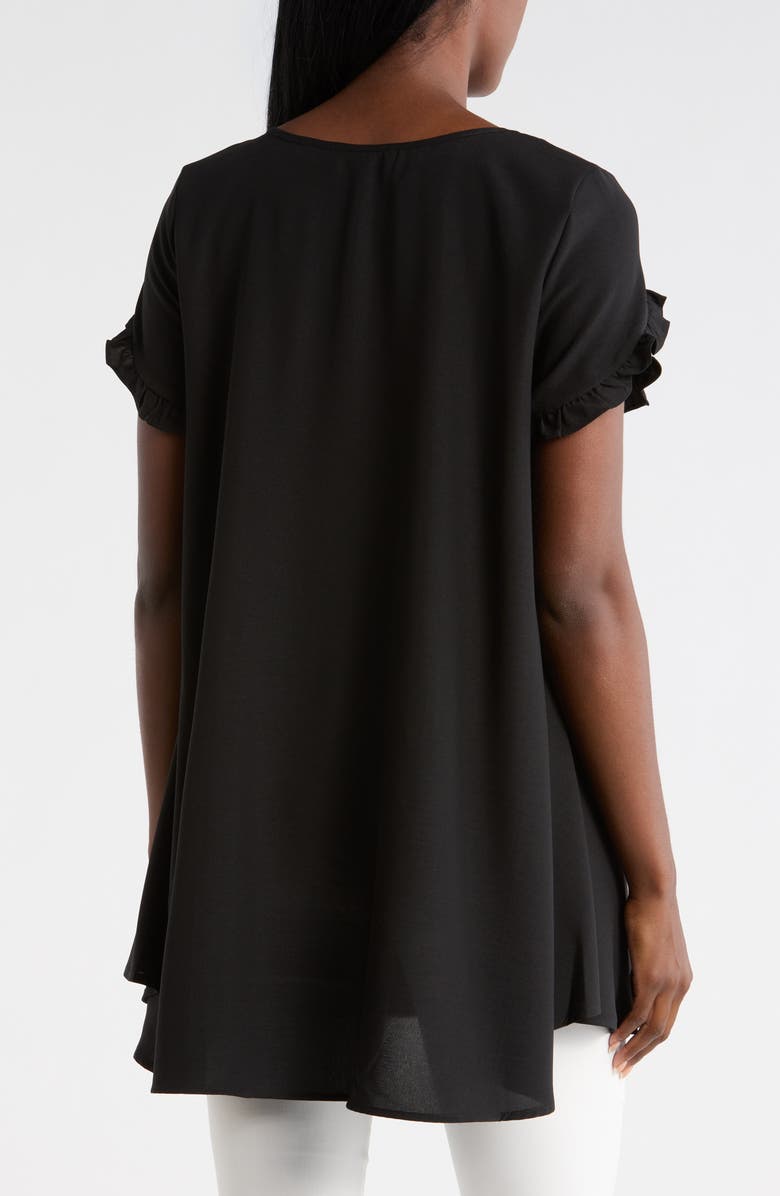 PATRIZIA LUCA Ruffle Sleeve Tunic Top, Alternate, color, Black