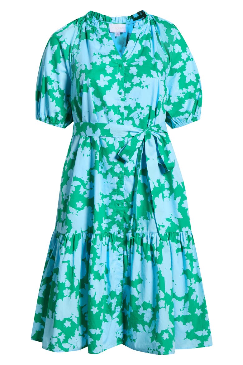 Riona Floral Wynette Tiered Midi Dress, Alternate, color, BLUE-KELLY
