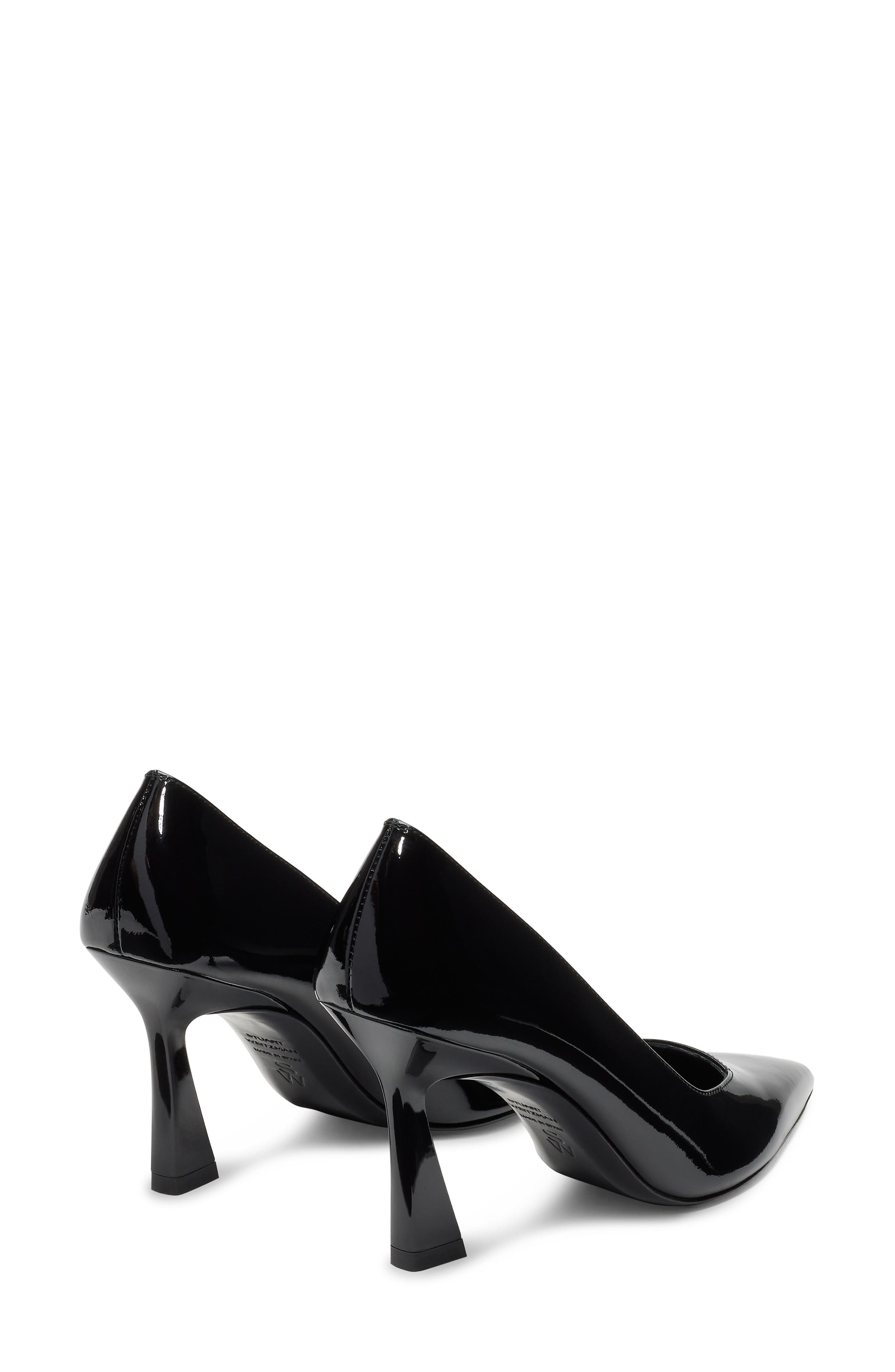 Stuart Weitzman Vinnie 85 Patent Leather Pointed Toe Pump, Alternate, color, Black