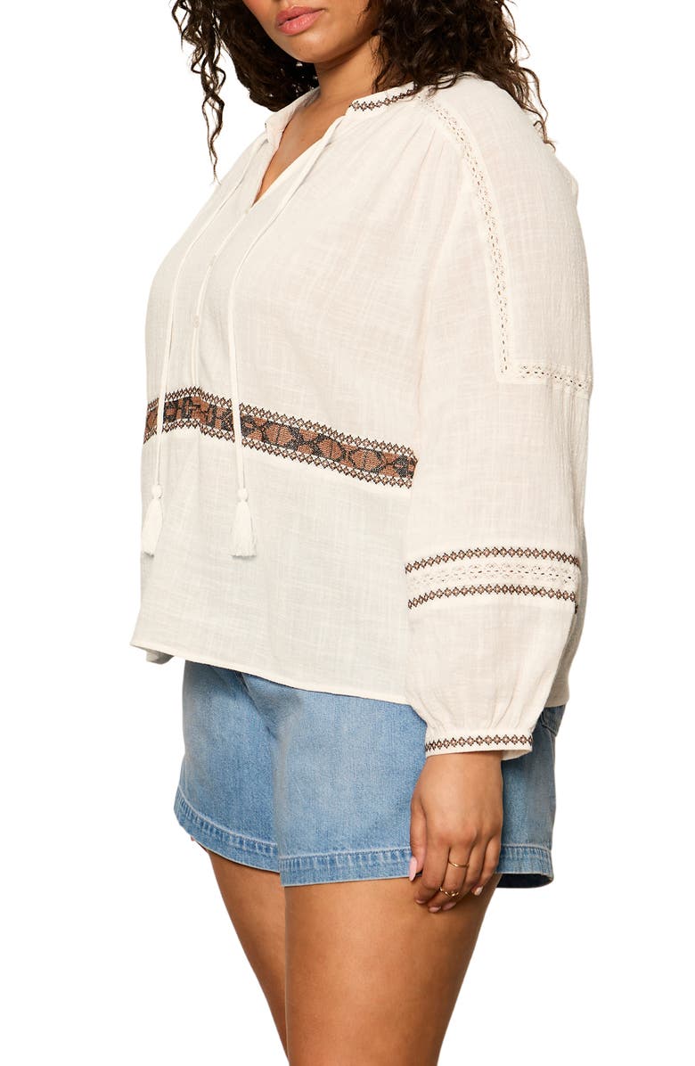 Sanctuary Retreat Embroidered Detail Cotton Top, Alternate, color, Chalk