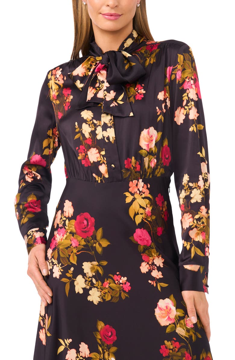 Ted Baker Alessandra Long Sleeve Tie Neck Shirtdress, Alternate, color, Rich Black