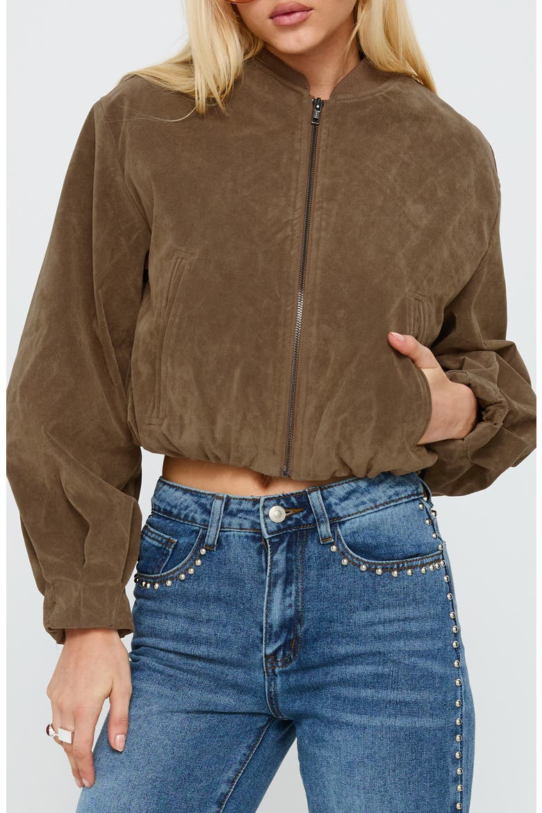 Jessalyn Faux Sude Jacket, Main, color, BROWN