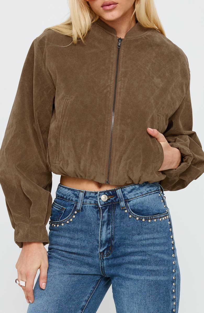 Princess Polly Jessalyn Faux Sude Jacket, Main, color, Brown