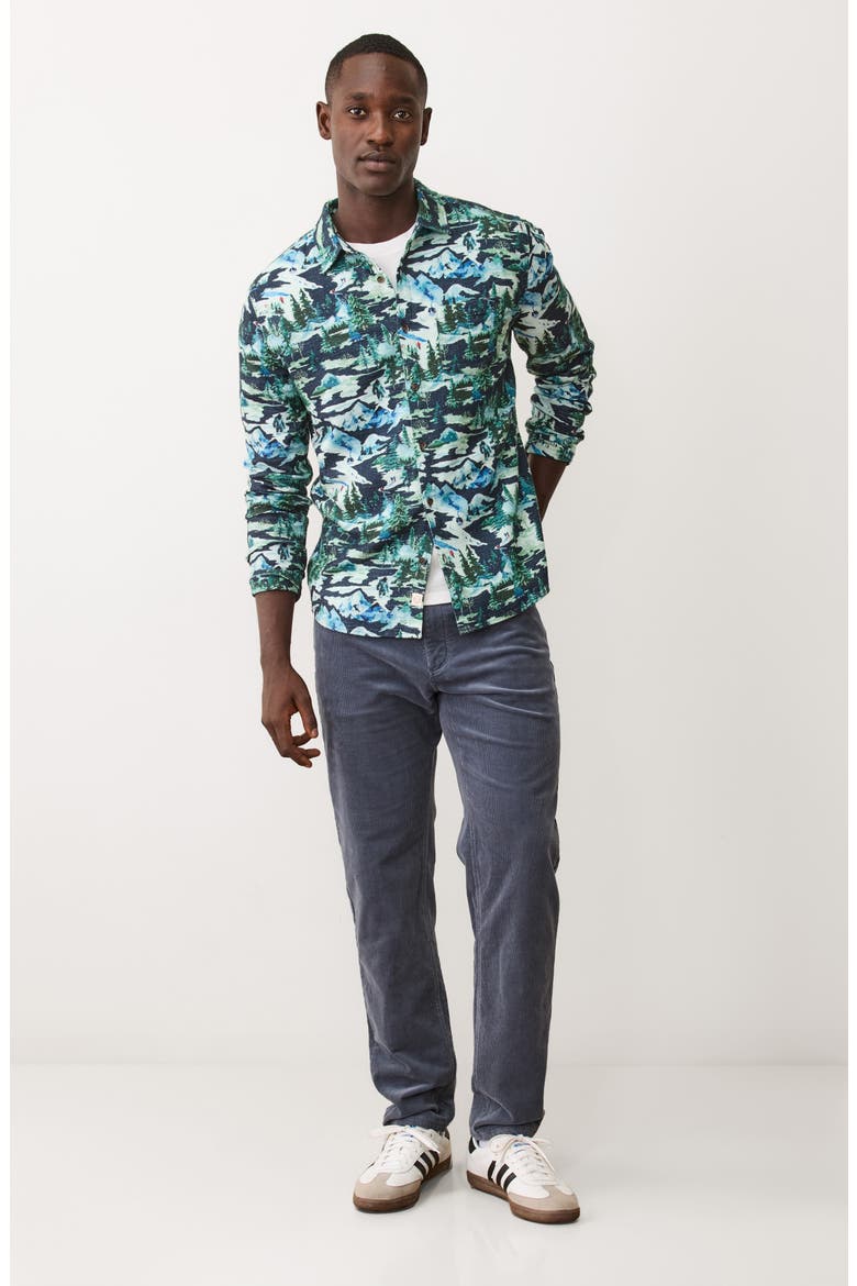 Fresh Tracks Winter Scene Cotton Button-Up Shirt, Alternate, color, NAVY SKI PRINT