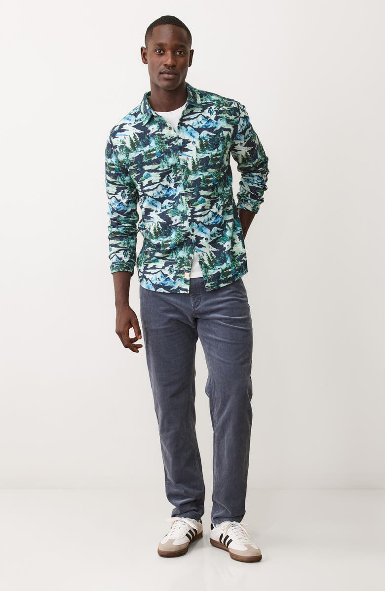 Marine Layer Fresh Tracks Winter Scene Cotton Button-Up Shirt, Alternate, color,