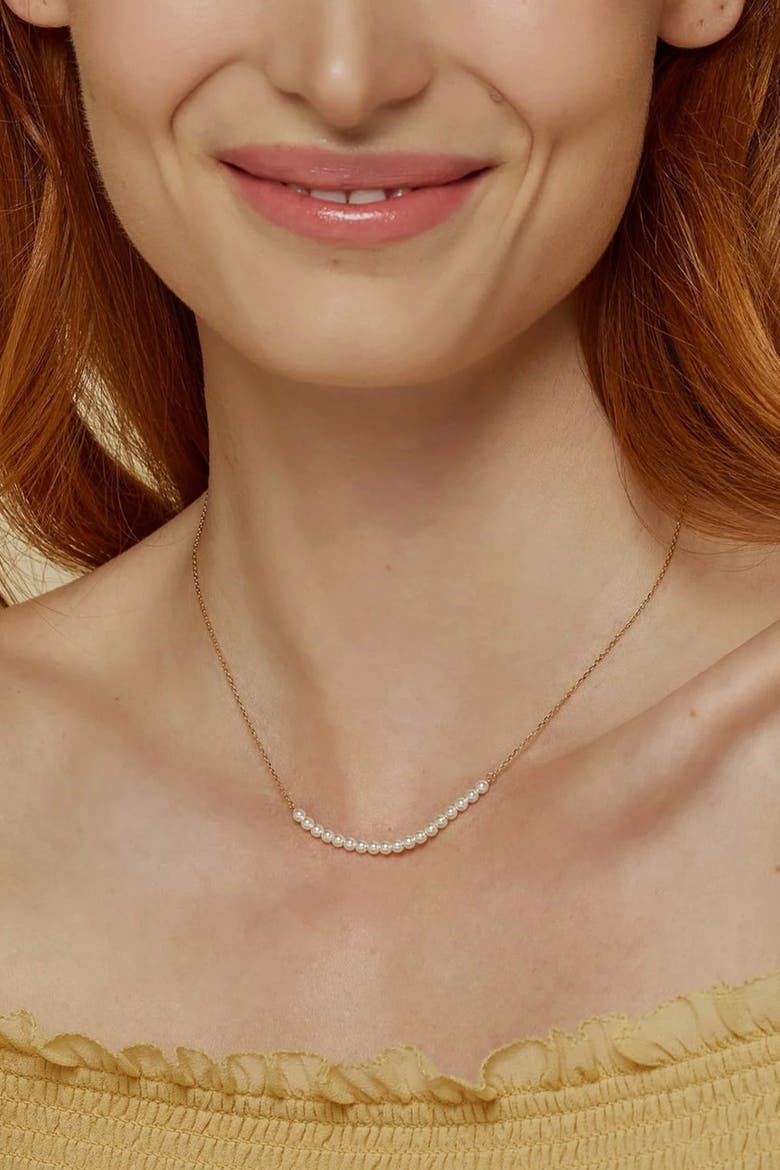 Sterling Silver 18k Gold Plated Rosalie Pearl Necklace Trendy Piece, Alternate, color, Gold