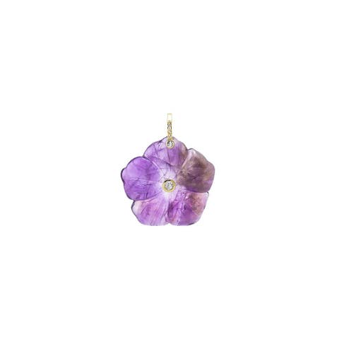 CZ Bezel Natural Stone Flower Charm