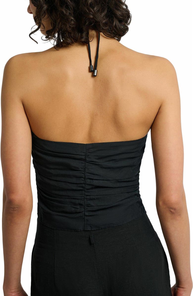 Onia Air Linen Asymmetrical Halter Top, Alternate, color, Black