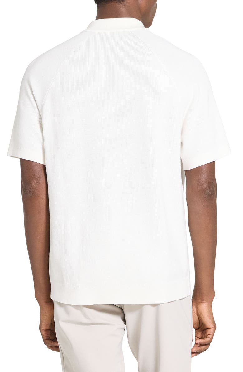 Theory Tactile Cotton Quarter Zip Polo, Alternate, color, Winter Ivory
