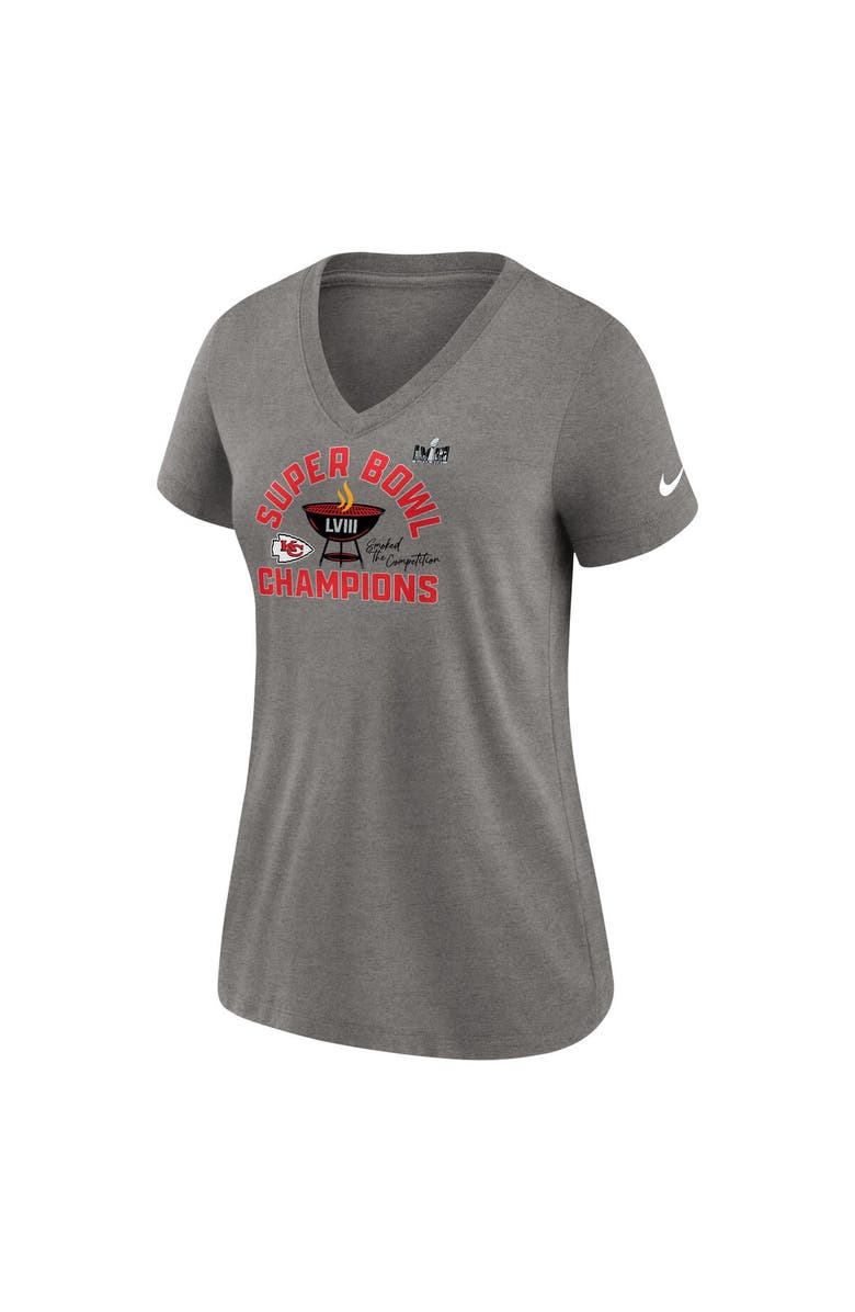 Nike Women's Nike  Heather Gray Kansas City Chiefs Super Bowl LVIII Champions Local Tri-Blend V-Neck T-Shirt, Alternate, color, 