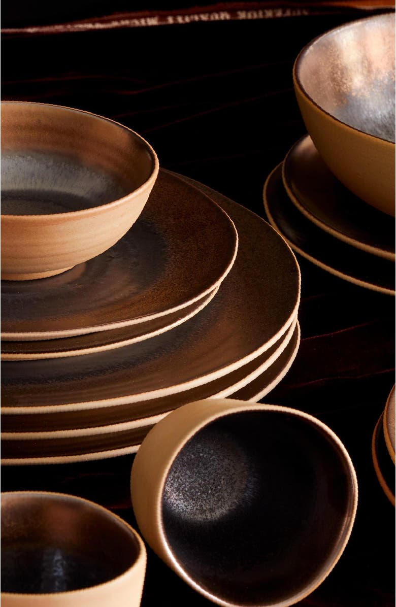 LEMIEUX ET CIE Akita Stoneware 4-Piece Dinner Plate Set, Alternate, color, Copper