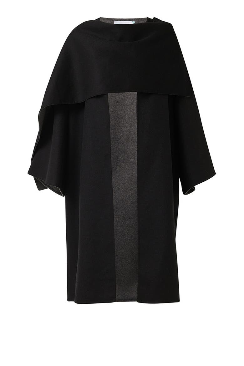 Reversible Cacoon Coat with Scarf Detail, Main, color, Black