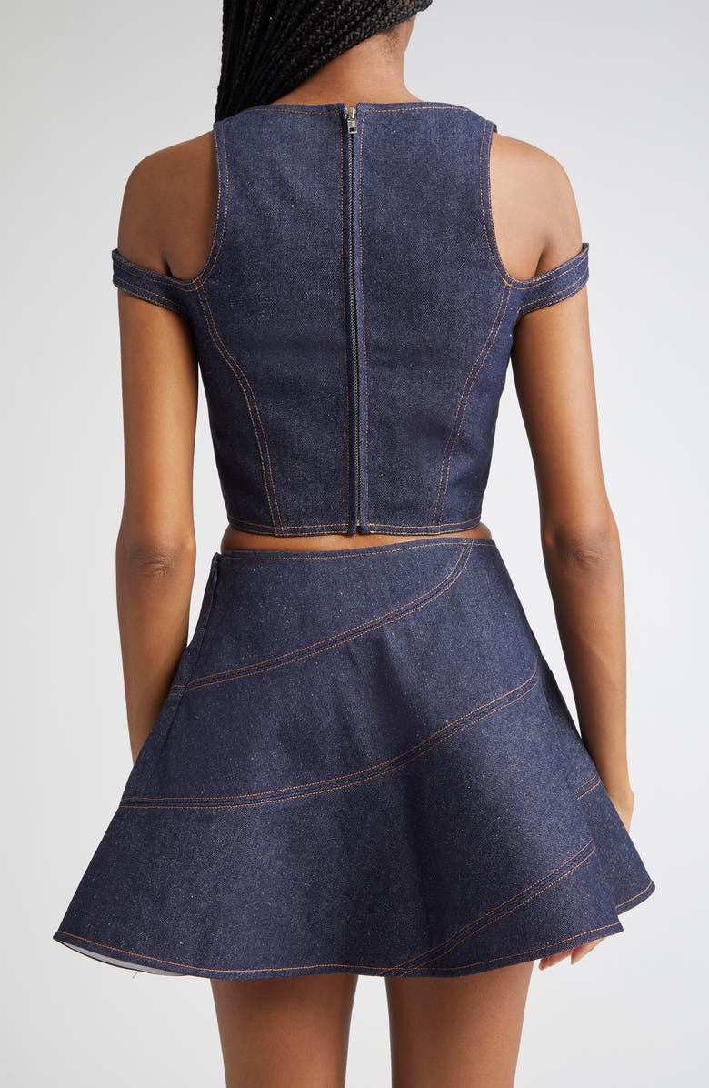 K.NGSLEY Gender Inclusive FillHim Denim Corset Top, Alternate, color, Indigo