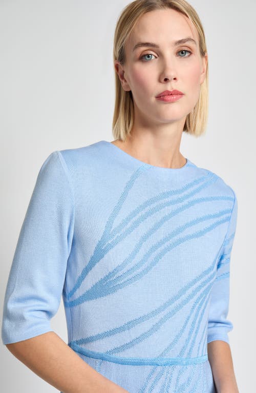 Misook Tonal Abstract Fit And Flare Dress In Arctic