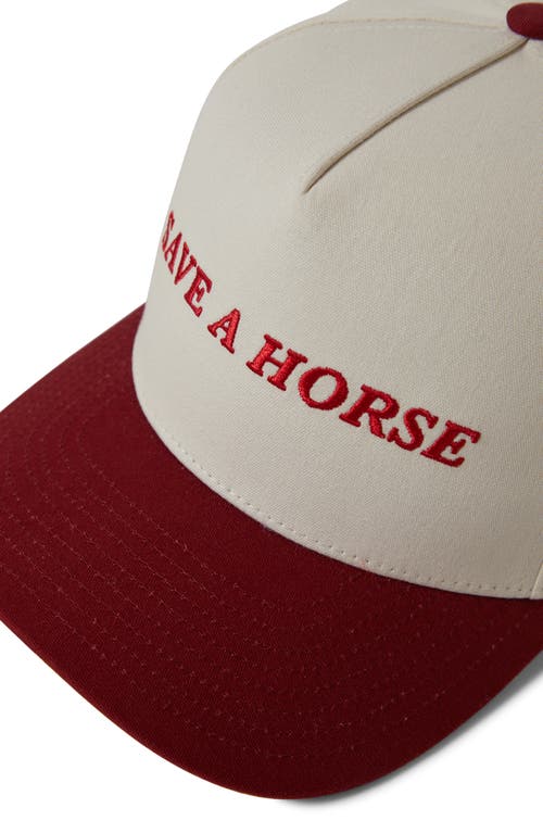 Brixton Save A Horse Organic Cotton Twill Baseball Cap In Crimson/off White
