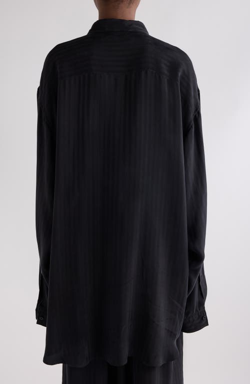 Balenciaga Tonal Stripe Oversize Button-up Shirt In Black