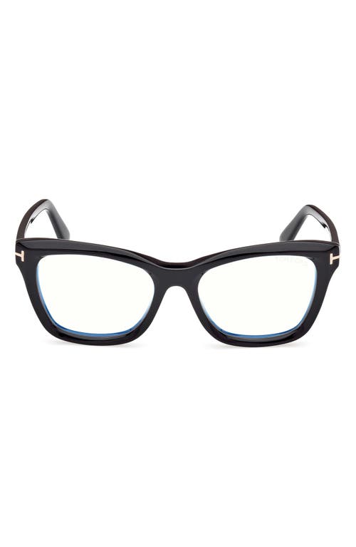 Tom Ford 53mm Cat Eye Blue Light Blocking Optical Glasses In Black