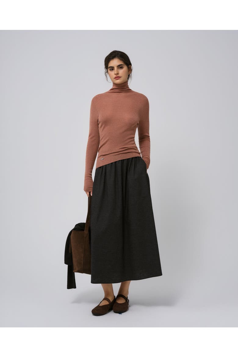 Ossa Knitted Hemp Turtleneck, Alternate, color, mocha mousse