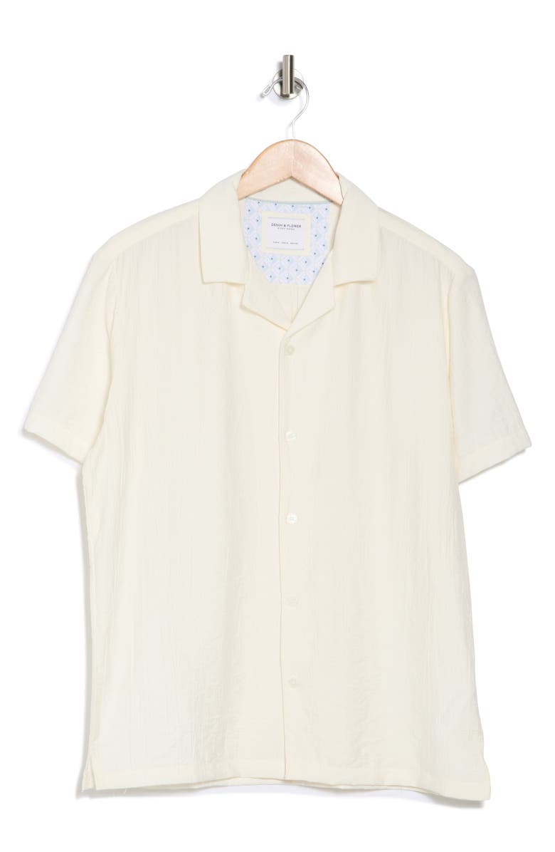 DENIM AND FLOWER Crinkled Textured Short Sleeve Shirt, Alternate, color, White