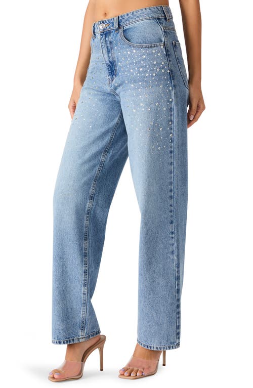 Steve Madden Taylor Crystal Embellished Straight Leg Jeans In Blue