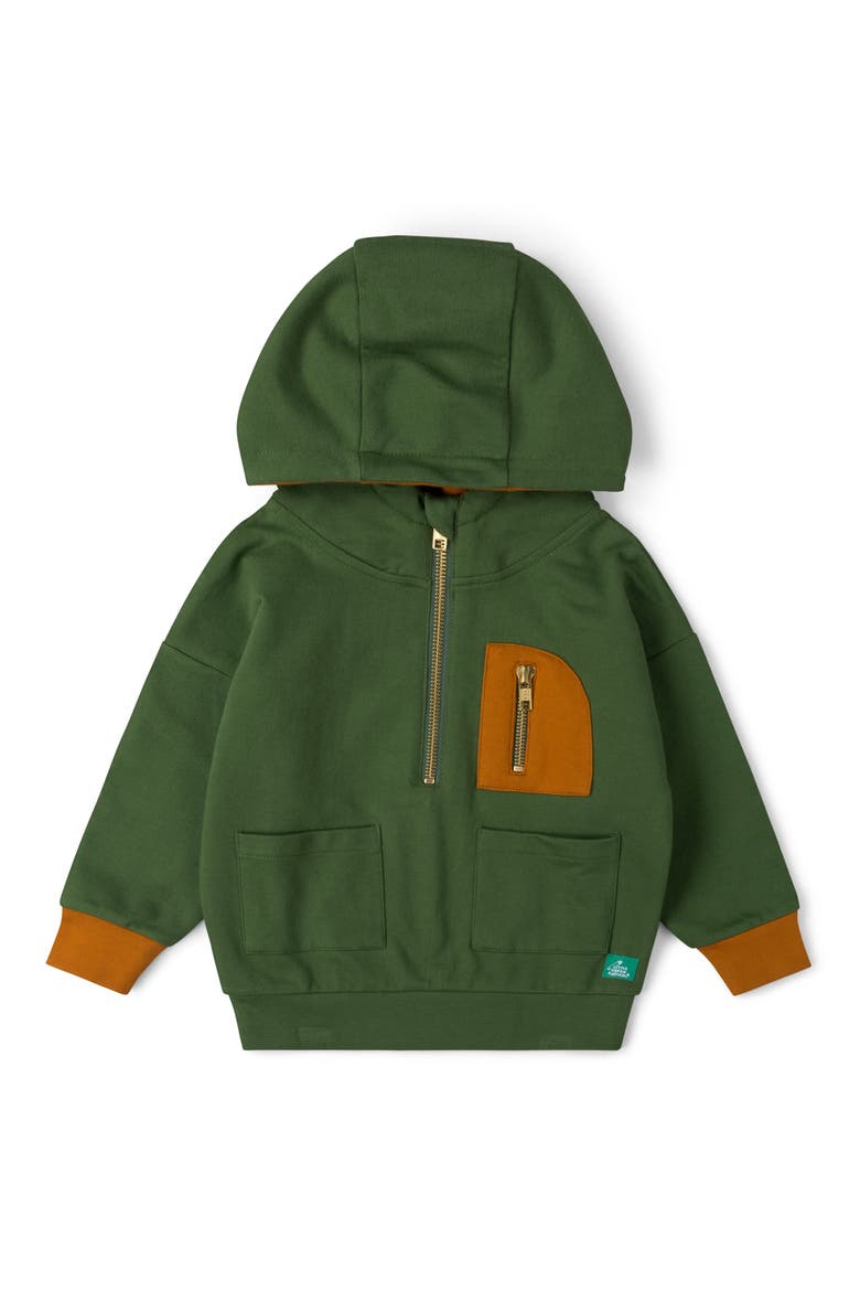 Kids' Half Zip Organic Cotton Hoodie, Main, color, GREEN