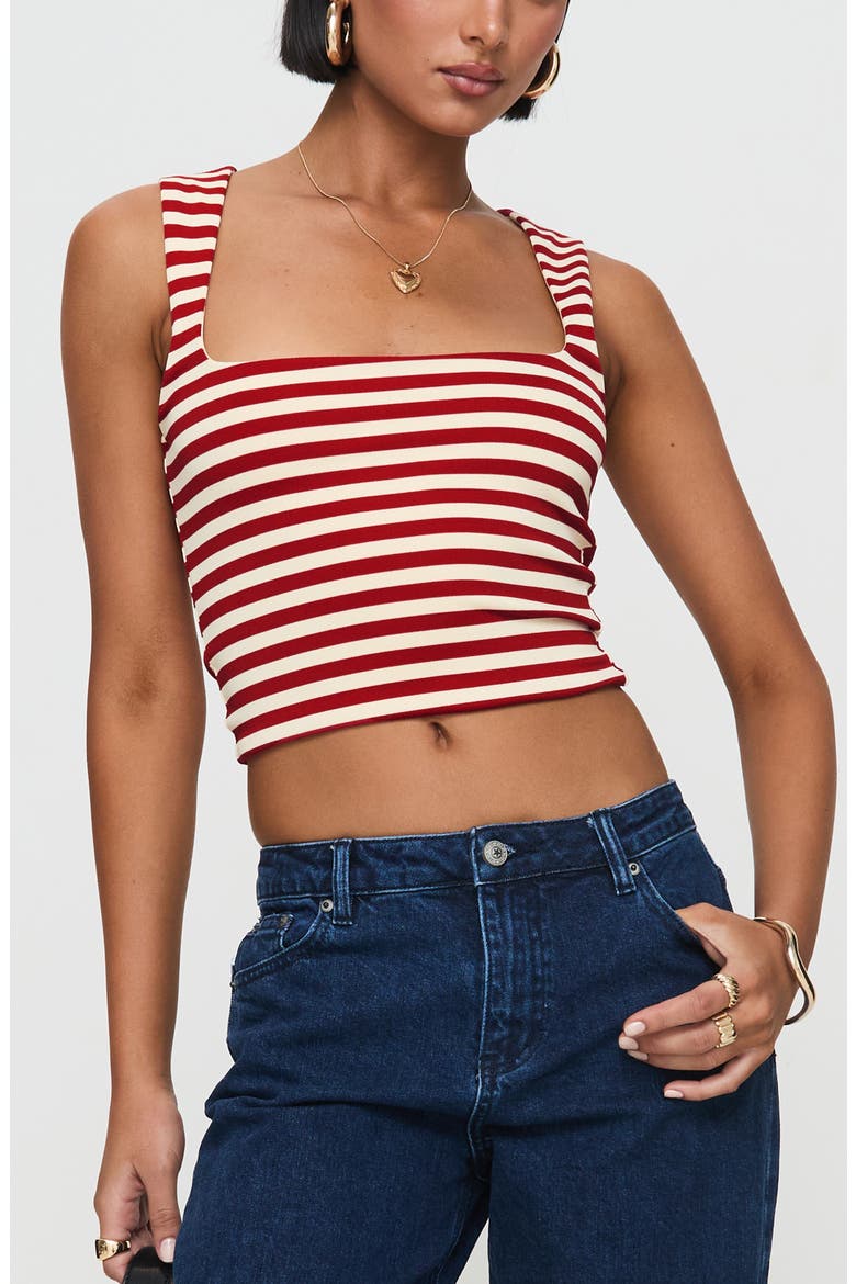 Back in Time Stripe Crop Top, Main, color, RED