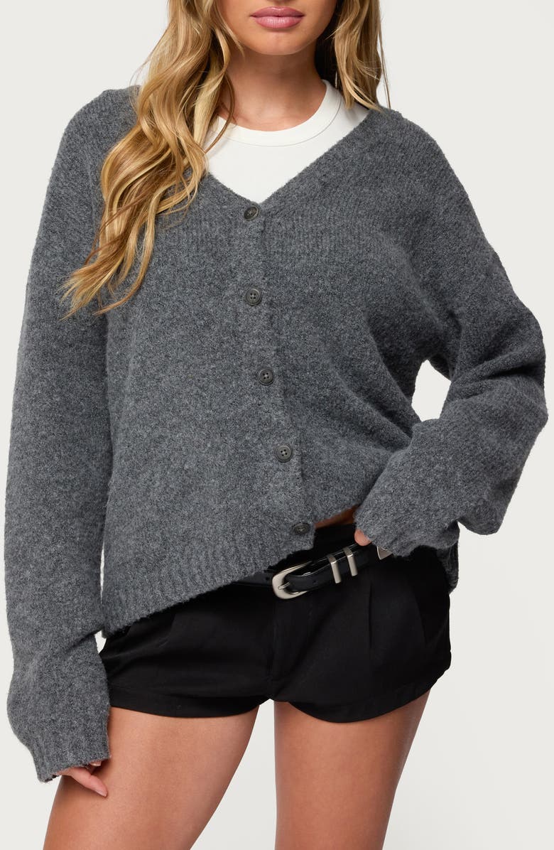 EDIKTED Shiraz Oversize Cardigan, Main, color, Dark-Gray