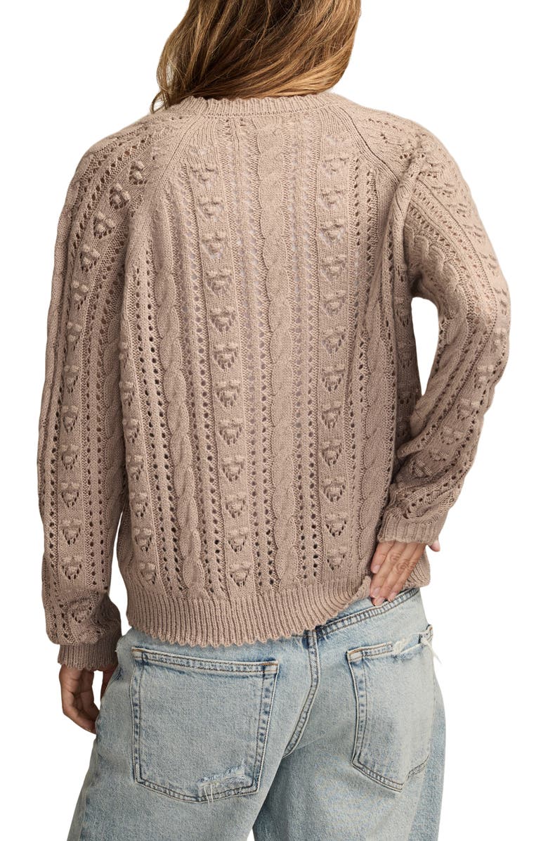 Lucky Brand Pointelle Sweater, Alternate, color, Wheat Heather