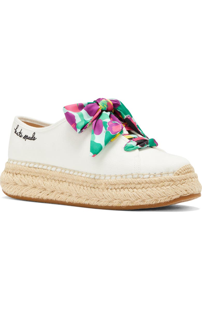 Kate Spade New York eastwell orchid bloom platform sneaker, Main, color, Fresh White