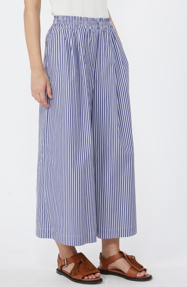 Weekend Max Mara Ottone Stripe Cotton Wide Leg Crop Pants, Main, color, Navy