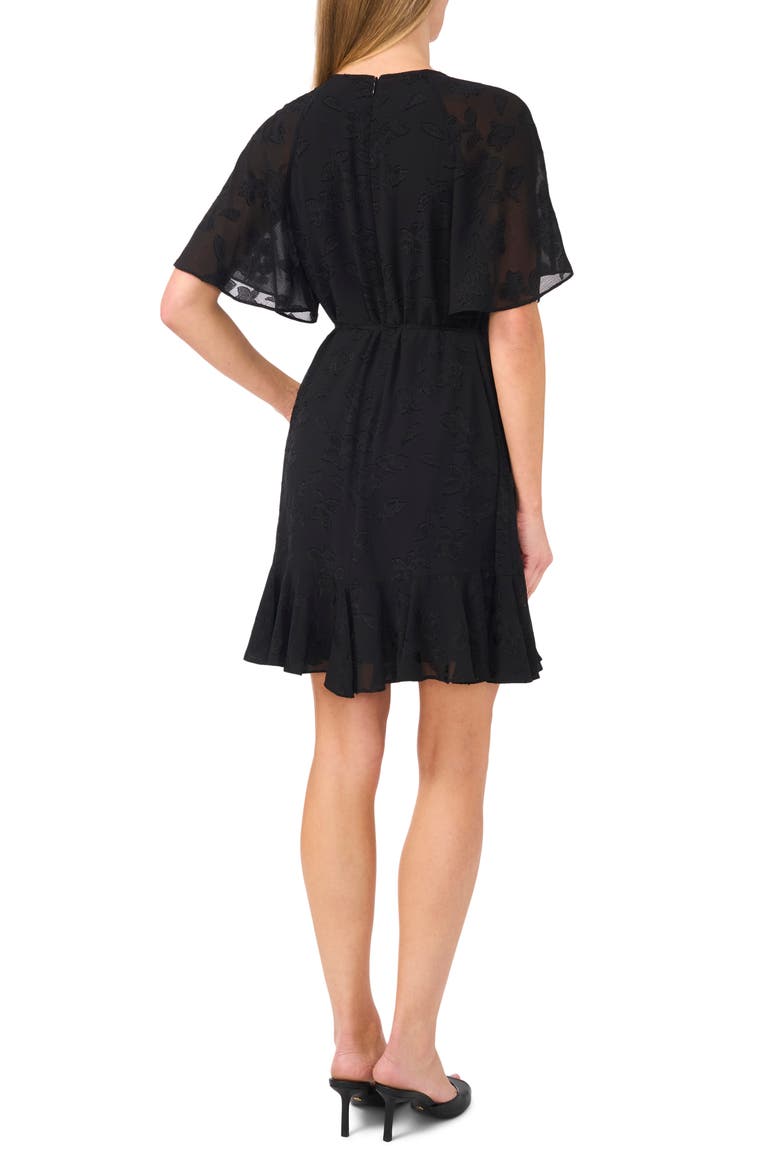 Flutter Sleeve Tie Waist Dress, Alternate, color, RICH BLACK