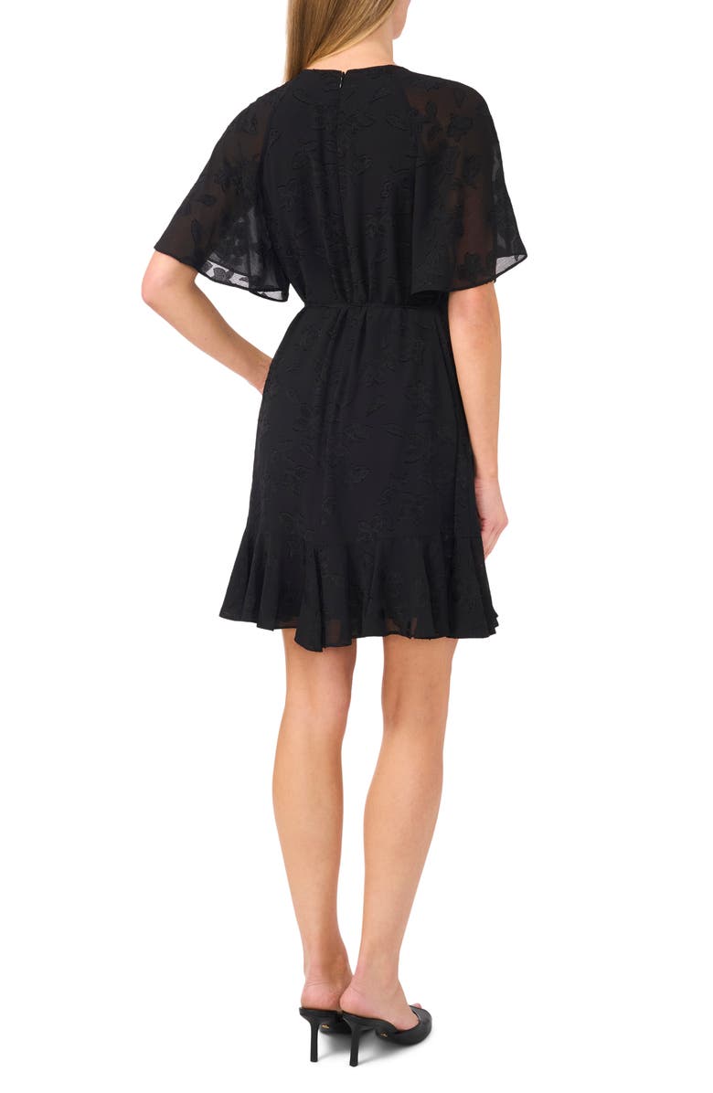 CeCe Flutter Sleeve Tie Waist Dress, Alternate, color, Rich Black